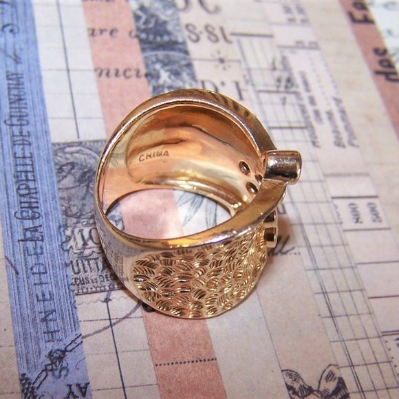 Ross Simons Sterling Silver Vermeil Chrysoprase and Crystal Fashion Ring - Picture 6 of 8